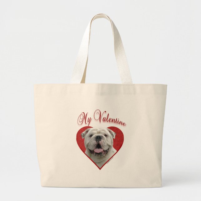 Bulldog Valentine Large Tote Bag (Front)