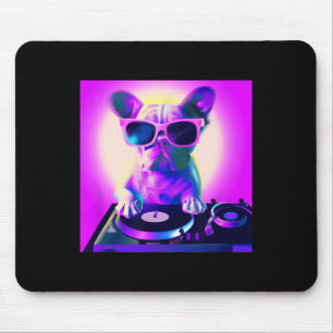 Bulldog Vaporwave Dj Dog Aesthetic Women Girls Mouse Mat
