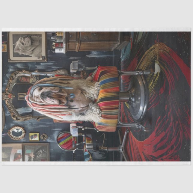 Bulldog Vibrant Dread Locks Decoupage  Tissue Paper (Front)