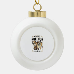 Bulldog Vintage Shirt Twin Bulldogs Engraving Tee_ Ceramic Ball Christmas Ornament