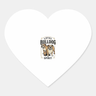 Bulldog Vintage Shirt Twin Bulldogs Engraving Tee_ Heart Sticker
