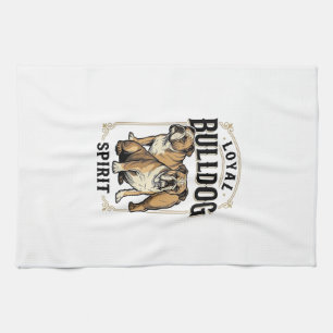 Bulldog Vintage Shirt Twin Bulldogs Engraving Tee_ Tea Towel