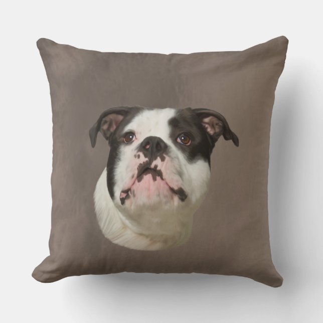 Bulldog Water Colour Art Painting Cushion (Front)