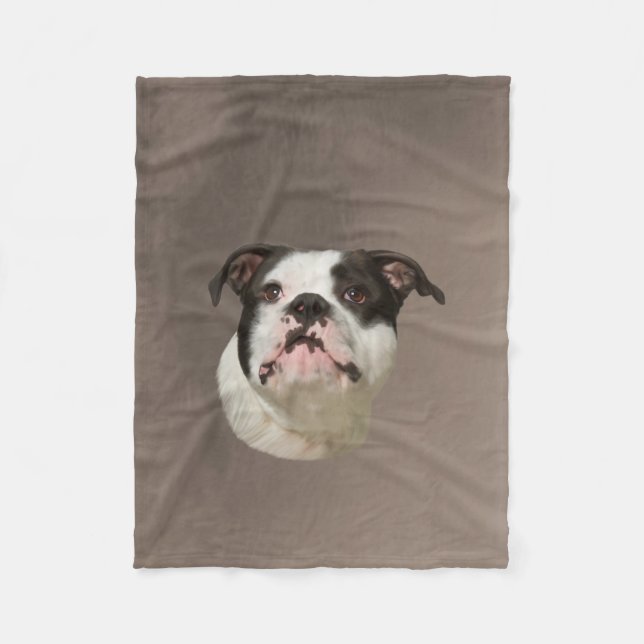 Bulldog Water Colour Art Painting Fleece Blanket (Front)