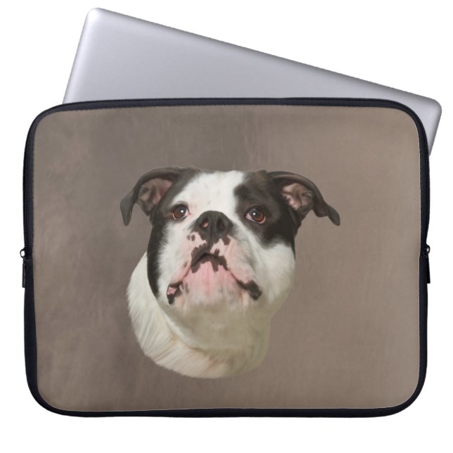 Bulldog Water Colour Art Painting Laptop Sleeve (Front)