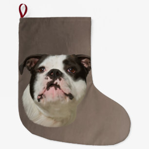 Bulldog Water Colour Art Painting Large Christmas Stocking