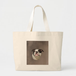 Bulldog Water Colour Art Painting Large Tote Bag
