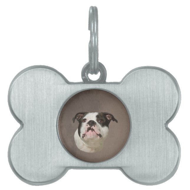 Bulldog Water Colour Art Painting Pet ID Tag (Front)