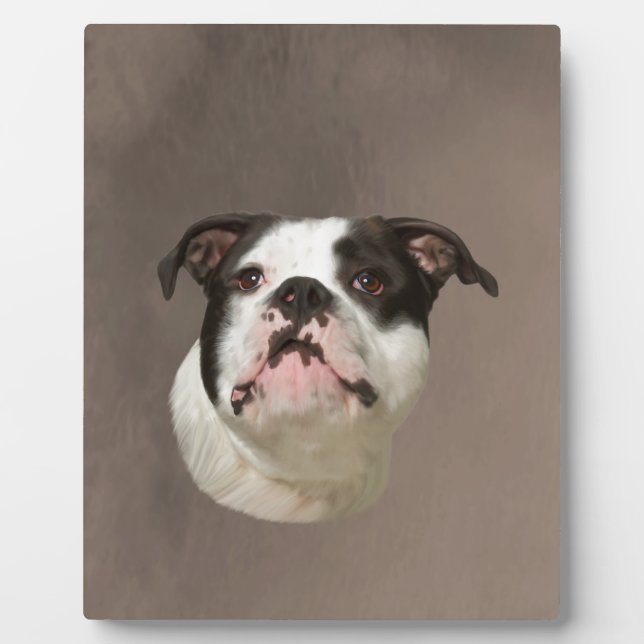 Bulldog Water Colour Art Painting Plaque (Front)