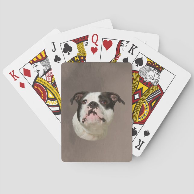 Bulldog Water Colour Art Painting Playing Cards (Back)