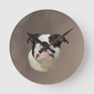 Bulldog Water Colour Art Painting Round Clock