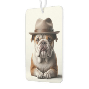 Bulldog Wearing a Fedora Car Air Freshener