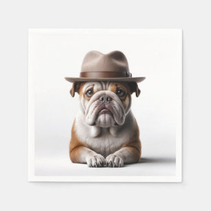 Bulldog Wearing a Fedora Napkin
