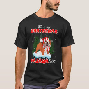 Bulldog Wearing A Santa Hat Christmas Tree Cat Xma T-Shirt