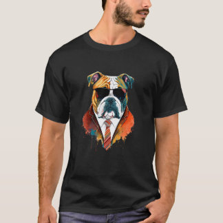 Bulldog Wearing Colorful Suit Cool English Bulldog T-Shirt