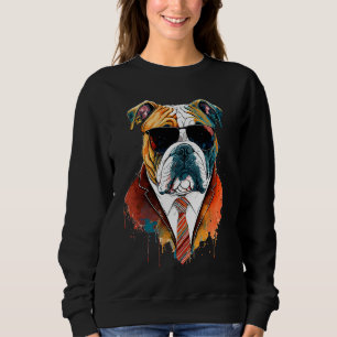 Bulldog Wearing Colourful Suit Cool English Bulldo Sweatshirt