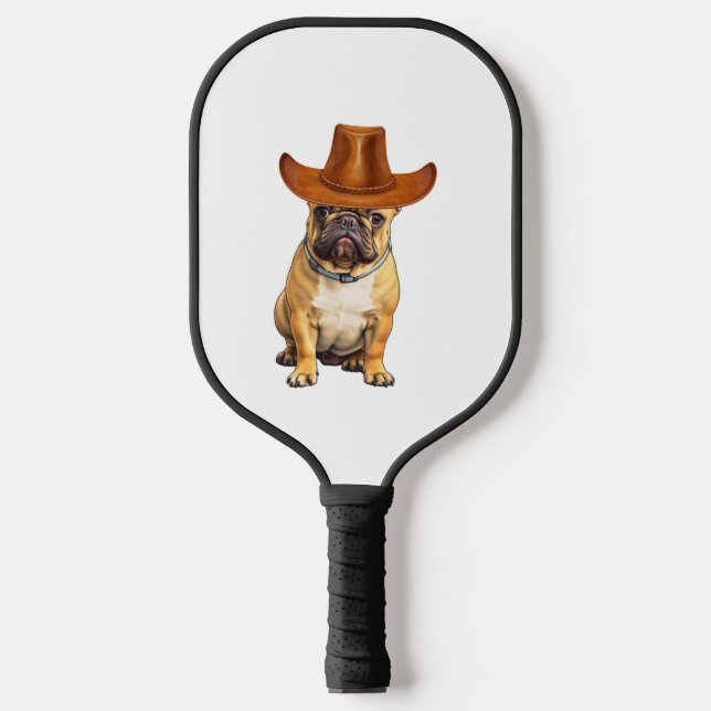 Bulldog Wearing Cowboy Hat Pickleball Paddle (Front)