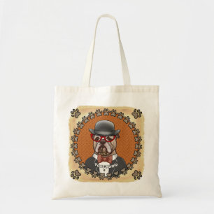 Bulldog Wearing Glasses Tote Bag