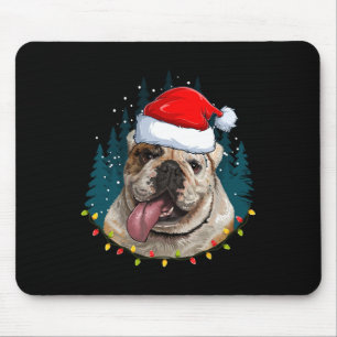Bulldog Wearing Santa Hat Xmas - Bulldog Lover Chr Mouse Mat