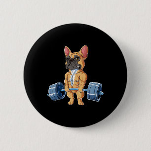 Bulldog Weightlifting Fawn Deadlift Fitness Gym Fu 6 Cm Round Badge
