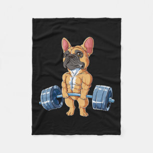 Bulldog Weightlifting Fawn Deadlift Fitness Gym Fu Fleece Blanket