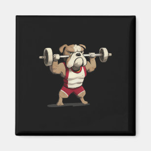 Bulldog Weightlifting Graphic Animal Fitness Gym F Magnet