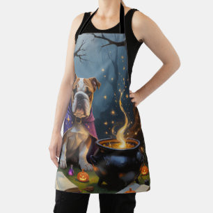 Bulldog Whimsical Halloween Painting Apron
