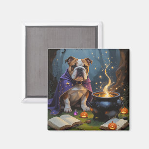 Bulldog Whimsical Halloween Painting Magnet