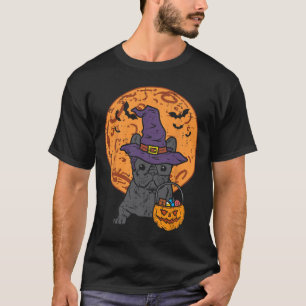 Bulldog Witch Moon Pumpkin Halloween Frenchie Dog T-Shirt