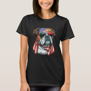 Bulldog With American Flag Patriotic USA For 4th O T-Shirt