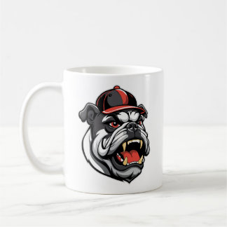 BULLDOG WITH BASEBALL CAP COFFEE MUG