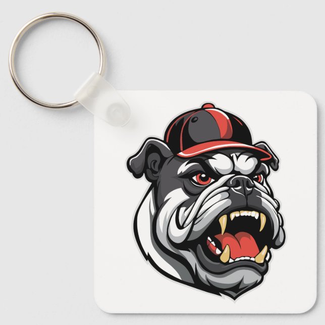 BULLDOG WITH BASEBALL CAP KEY RING (Front)