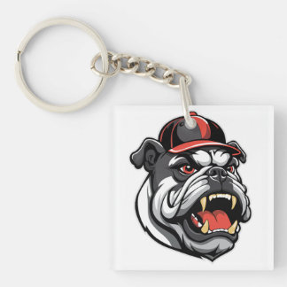 BULLDOG WITH BASEBALL CAP KEY RING