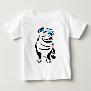 Bulldog with Blue Glasses Baby T-Shirt