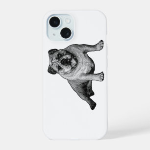 Bulldog with Bold Manga Dot Details iPhone 15 Case