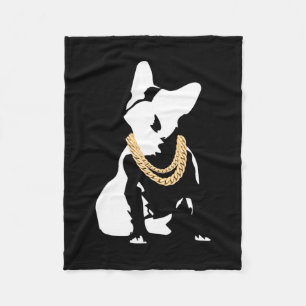 Bulldog With Gold Necklace Fleece Blanket
