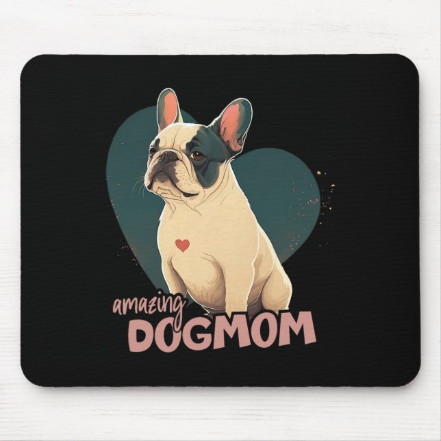 Bulldog With Heart Background  Mouse Mat (Front)