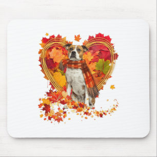 Bulldog With Heart Made Of Autumn Leaves  Mouse Mat
