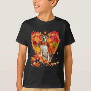 Bulldog With Heart Made Of Autumn Leaves T-Shirt