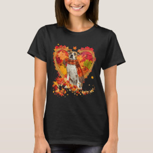 Bulldog With Heart Made Of Autumn Leaves  T-Shirt