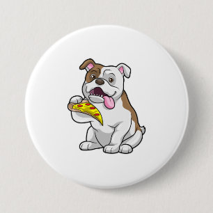 Bulldog with Piece of Pizza 7.5 Cm Round Badge