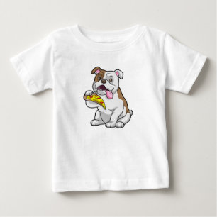 Bulldog with Piece of Pizza Baby T-Shirt