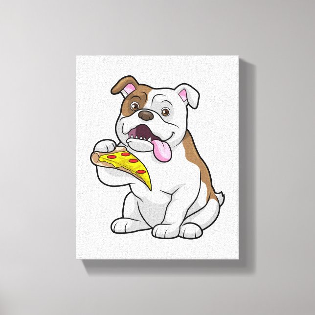 Bulldog with Piece of Pizza Canvas Print (Front)