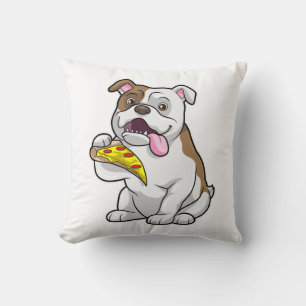 Bulldog with Piece of Pizza Cushion