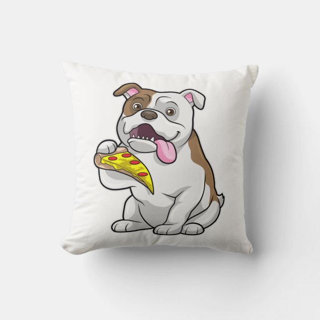 Bulldog with Piece of Pizza Cushion (Front)