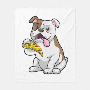 Bulldog with Piece of Pizza Fleece Blanket