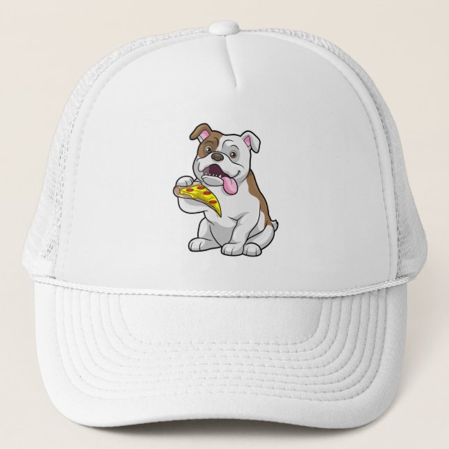 Bulldog with Piece of Pizza Trucker Hat (Front)