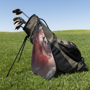 Bulldog With Santa Claus Festive Christmas Golf Towel
