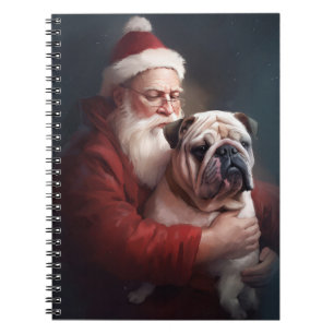Bulldog With Santa Claus Festive Christmas  Notebook