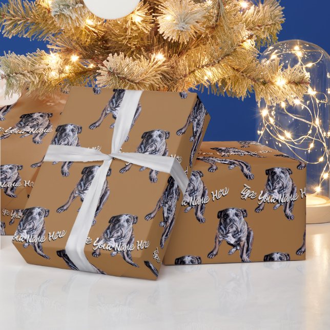 Bulldog Wrapping Paper Custom Dog Christmas Paper (Holidays)